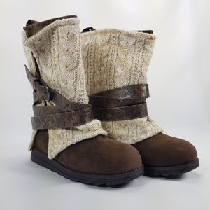 Muk Luks Nikki Knit Cuff Buckle Boot Size 6